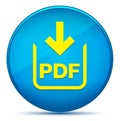 PDF document download icon modern flat cyan blue round button Royalty Free Stock Photo