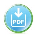 PDF document download icon natural aqua cyan blue round button Royalty Free Stock Photo