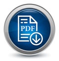 PDF document download icon starburst shiny blue round button illustration design concept Royalty Free Stock Photo