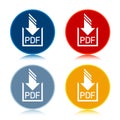 PDF document download icon trendy flat round buttons set illustration design Royalty Free Stock Photo