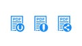 PDF document, download pdf file, edit and share vector icons on white Royalty Free Stock Photo