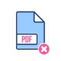 PDF document icon, pdf extension, file format icon with cancel sign. PDF document icon and close, delete, remove symbol Royalty Free Stock Photo