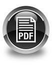 PDF document icon glossy black round button Royalty Free Stock Photo