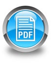 PDF document icon glossy cyan blue round button Royalty Free Stock Photo