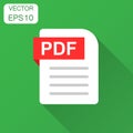 Pdf document note icon in flat style. Paper sheet vector illustration with long shadow. Pdf notepad document business concept. Royalty Free Stock Photo