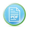 PDF document page icon natural aqua cyan blue round button Royalty Free Stock Photo