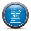 PDF document page icon premium blue round button vector illustration Royalty Free Stock Photo