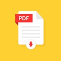 Pdf download icon. Pdf file with button of download. Click to upload document. Logo for file type. Graphic icon of doc for editor Royalty Free Stock Photo