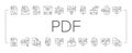 Pdf Electronic File Collection Icons Set Vector .