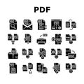 Pdf Electronic File Collection Icons Set Vector