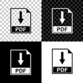 PDF file document icon isolated on black, white and transparent background. Download PDF button sign. Vector Royalty Free Stock Photo