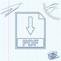 PDF file document line sketch icon isolated on white background. Download PDF button sign. Vector Illustration. Royalty Free Stock Photo