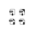 PDF file download button icon. Vector on isolated white background. EPS 10 Royalty Free Stock Photo