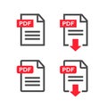 PDF file download icon. Document text, symbol web format information, illustration Royalty Free Stock Photo