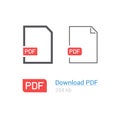 PDF file download icon set. Document symbol. Flat style. Line design. Royalty Free Stock Photo