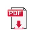 Pdf file download icon on white background, , Illustration, eps Royalty Free Stock Photo