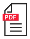 PDF file download modern icon. Document text, symbol web format information