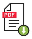 PDF file download modern icon. Document text, symbol web format information