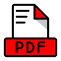 Pdf file icon colorful style design. document format text file icons, Extension, type data, vector illustration