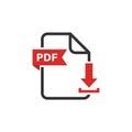 PDF file icon. Download document button. Vector flat Royalty Free Stock Photo