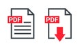 PDF file icon format. Pdf download document image button vector doc icon Royalty Free Stock Photo