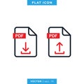 PDF file icon vector design template with upload download arrow. Royalty Free Stock Photo