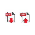 PDF file icon vector design template with upload download arrow Royalty Free Stock Photo