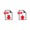 PDF file icon vector design template. Upload download arrow sign. Royalty Free Stock Photo