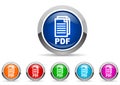 Pdf glossy icons Royalty Free Stock Photo