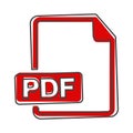 PDF icon. Downloads pdf document. Vector colored icon cartoon style on white isolated background Royalty Free Stock Photo