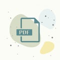 PDF icon. Downloads pdf document. Vector colored icon on multicolored background Royalty Free Stock Photo