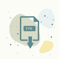 PDF icon. Downloads pdf document. Vector colored icon on multicolored background Royalty Free Stock Photo