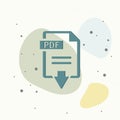 PDF icon. Downloads pdf document. Vector colored icon on multicolored background Royalty Free Stock Photo