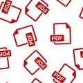 PDF icon. Downloads pdf document. Vector colored icon seamless pattern on a white background Royalty Free Stock Photo