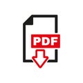 The PDF icon. File format symbol. Flat