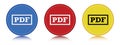 PDF icon flat round button set illustration Royalty Free Stock Photo