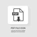 PDF icon isolated on white background. Download pdf file. Design for apps and websites. Vector illustration