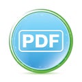 PDF icon natural aqua cyan blue round button Royalty Free Stock Photo