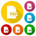 Pdf icons set with long shadow Royalty Free Stock Photo