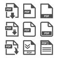 Pdf icons set vector on white background Royalty Free Stock Photo