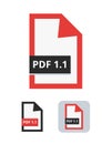 Pdf file version 1.1 flat vector icon. Second PDF format. Symbol of portable document file for web and print isolated on white Royalty Free Stock Photo