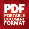 PDF - Portable Document Format acronym, technology concept background Royalty Free Stock Photo