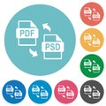 PDF PSD file conversion flat round icons