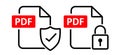 PDF Security for document protecton, search, simple black style symbol sign for apps and website, vector illustration. Royalty Free Stock Photo