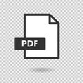 PDF simple vector icon on transparent background. Loading. Format file. Download file