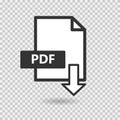 PDF vector icon on transparent background