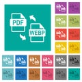 PDF WEBP file conversion square flat multi colored icons