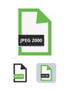 Jpeg 2000 file flat vector icon. Symbol of jpeg 2000 file with choice of lossless or lossy compression for pictures