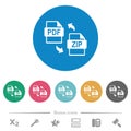 PDF ZIP file compression flat round icons