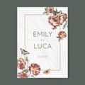 Floral wedding invitation mockup vector